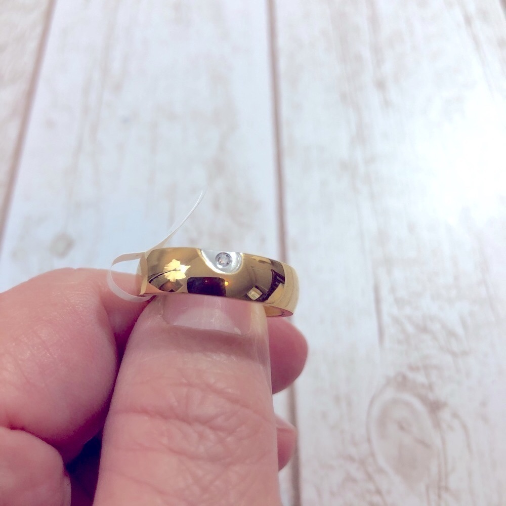 Yellow Gold Plated Two Tone Cubic Zirconia Mens Ring Band Sz 8